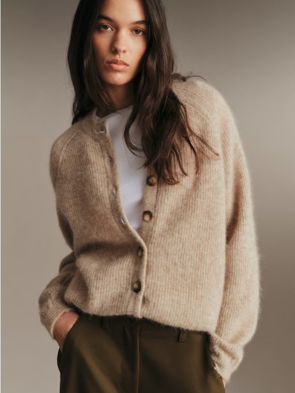 NWOT Sezane Othello Cardigan in Light Beige